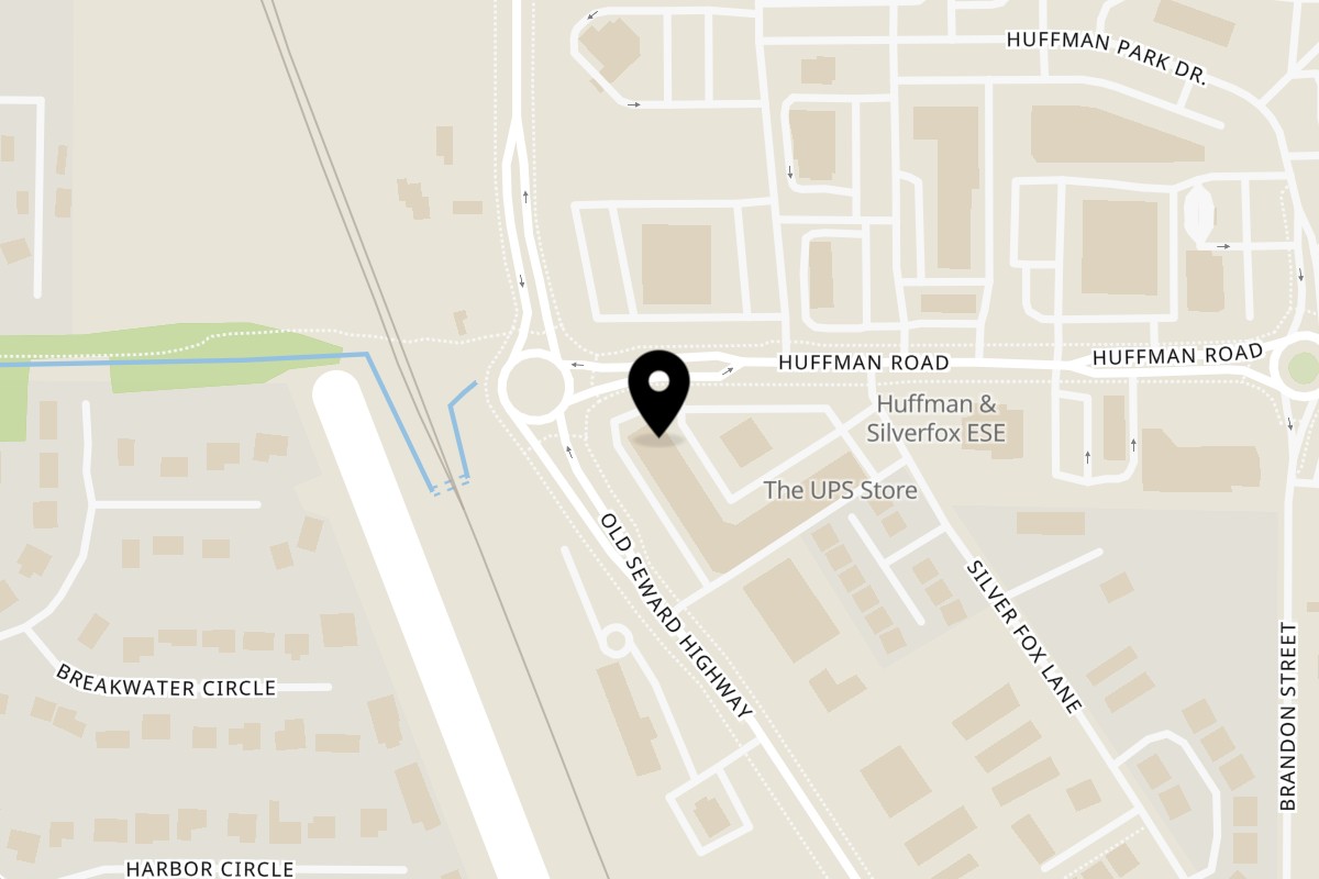 Map showing the location of Bombay South on 1120 Huffman Rd #5 in Anchorage